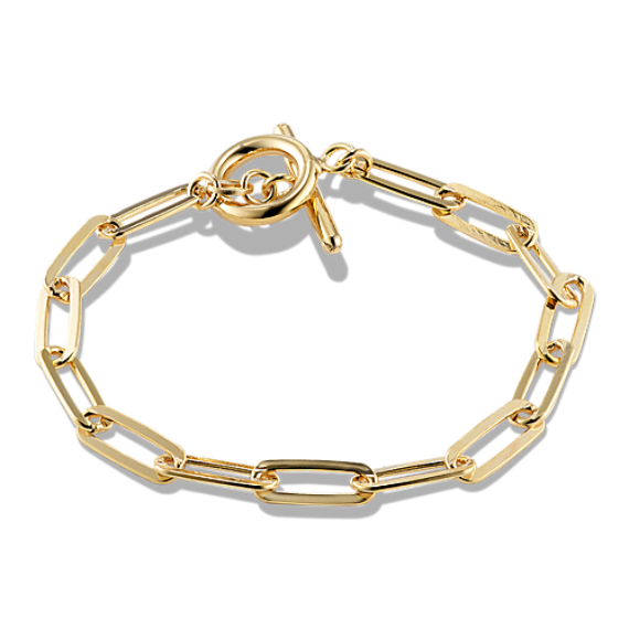 14K Yellow Gold Vermeil T-Bar Paperclip Bracelet