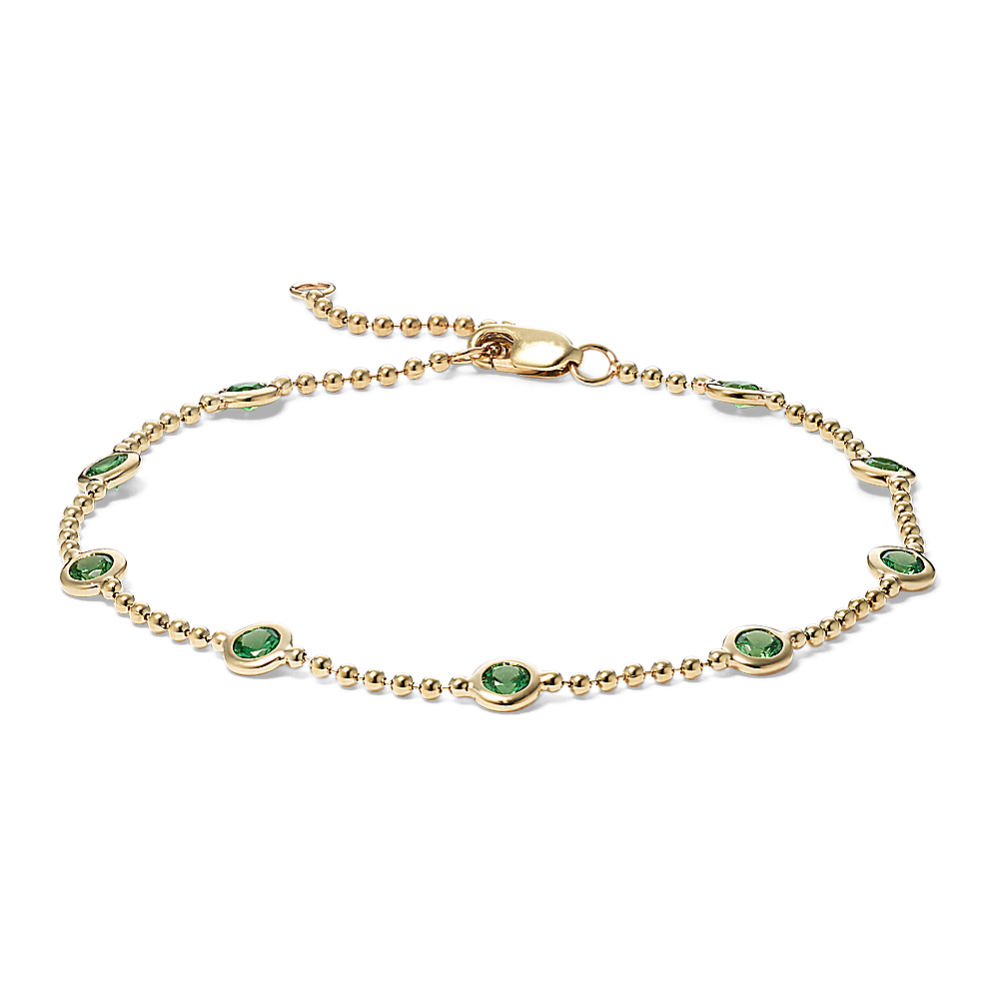 Tsavorite Bead Chain Station Bracelet