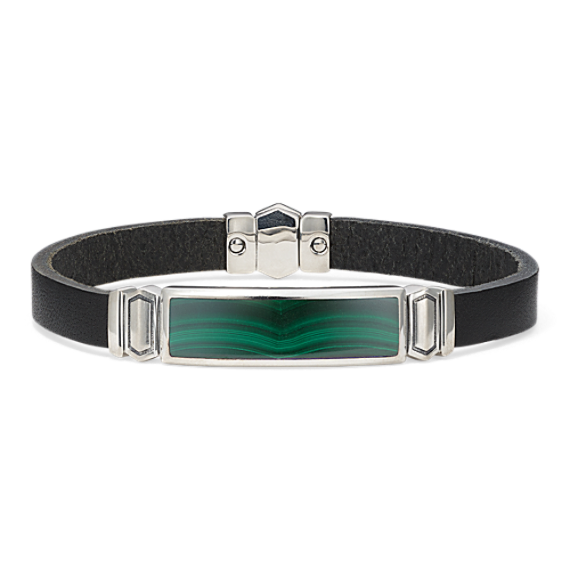 Malachite & Leather Bar Bracelet