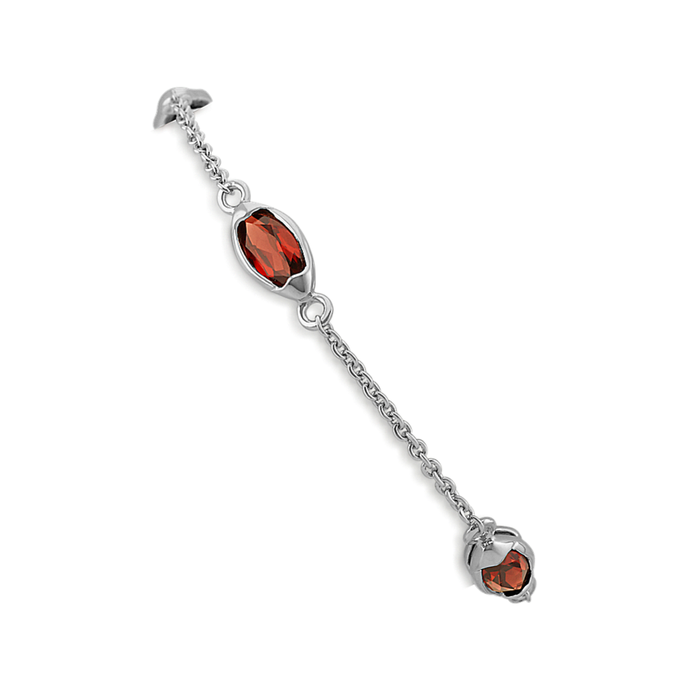 Marquise Garnet and Sterling Silver Bracelet (7.5 in)