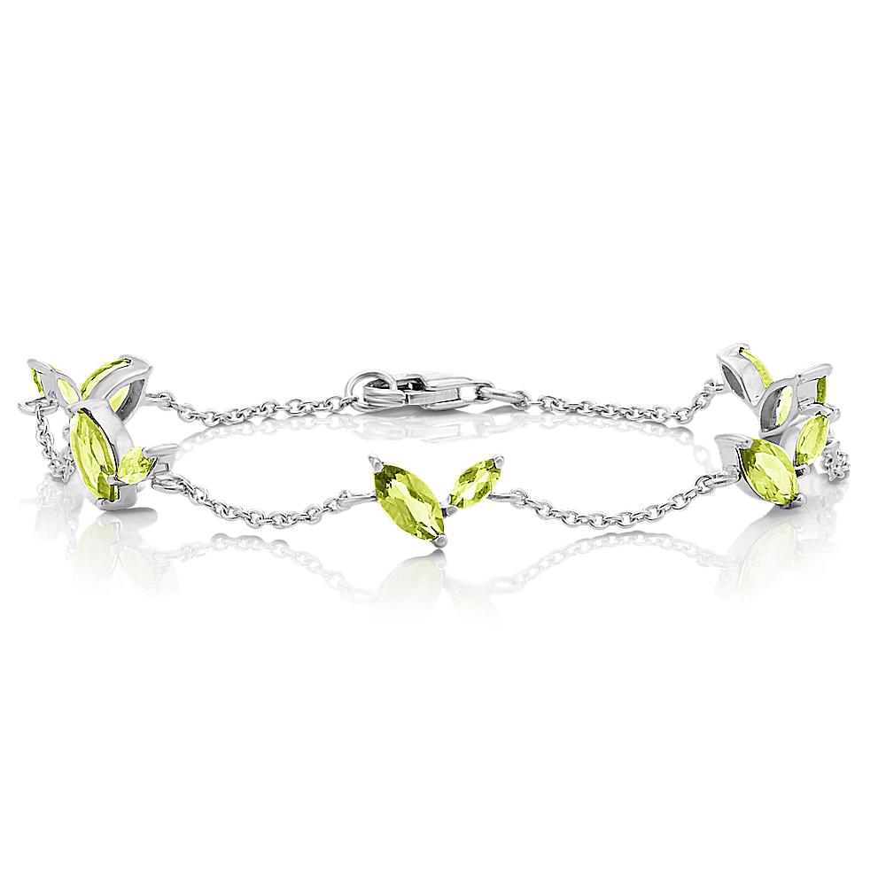 Marquise Green Natural Peridot Bracelet (7.5 in)