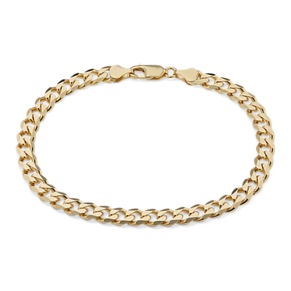 9 in Mens Curb Bracelet in Vermeil 14K Yellow Gold (6.4mm)