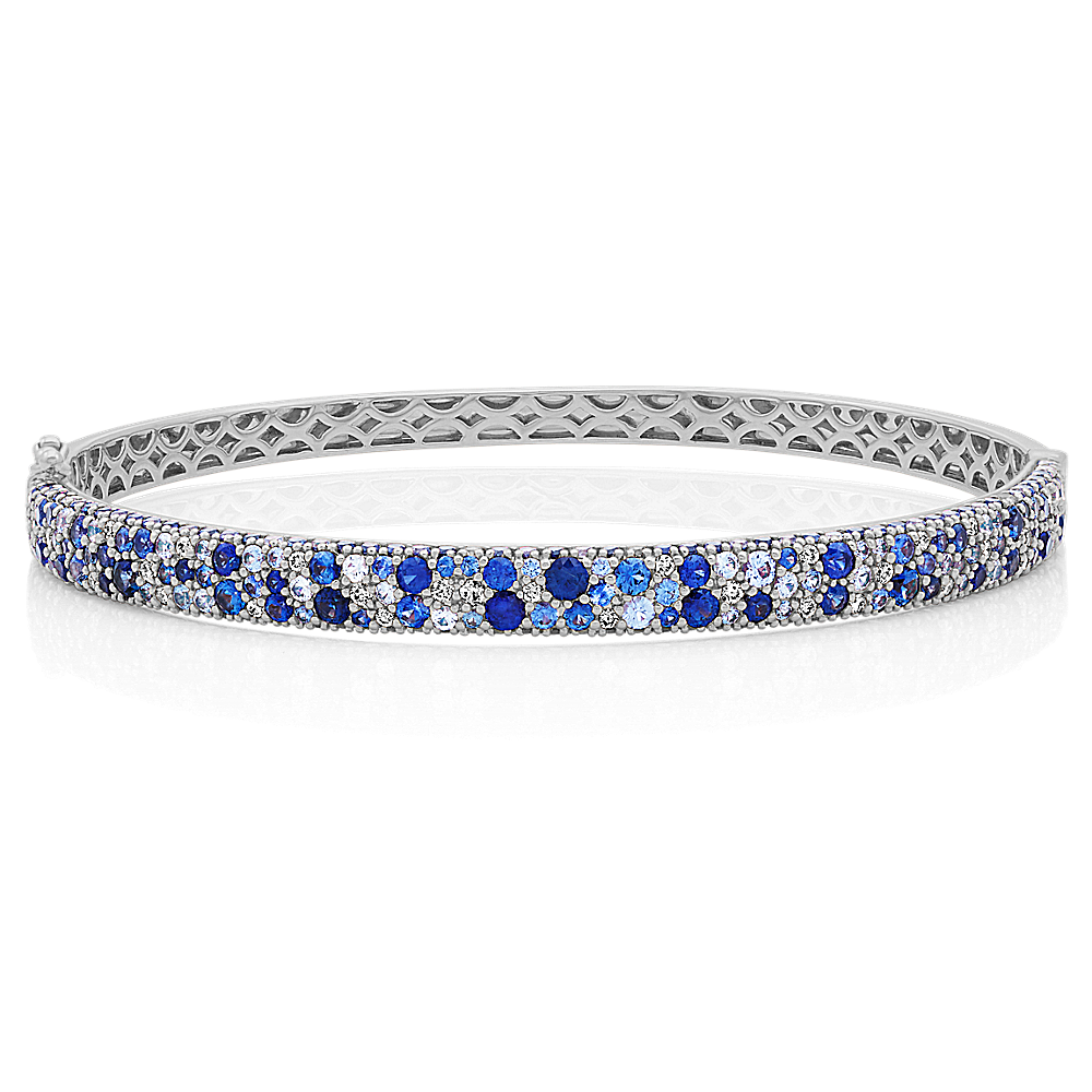 Mosaic Blue Natural Sapphire and Natural Diamond Bracelet (7 in)