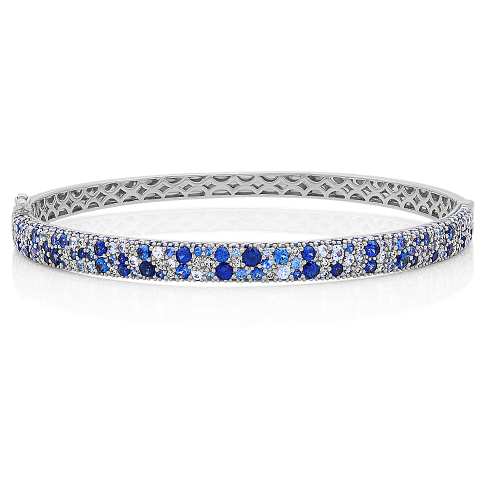 Mosaic Blue Sapphire & Diamond Bangle Bracelet