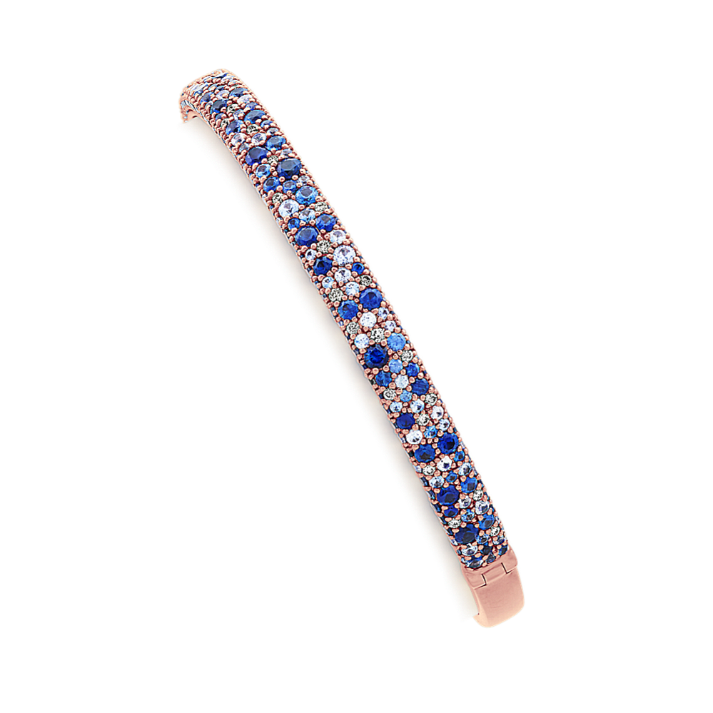 Mosaic Blue Sapphire and Diamond Bracelet in Rose Gold (7'')