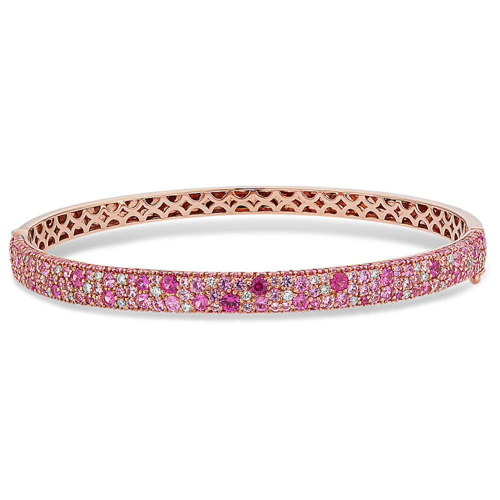 Mosaic Pink Sapphire & Diamond Bangle Bracelet