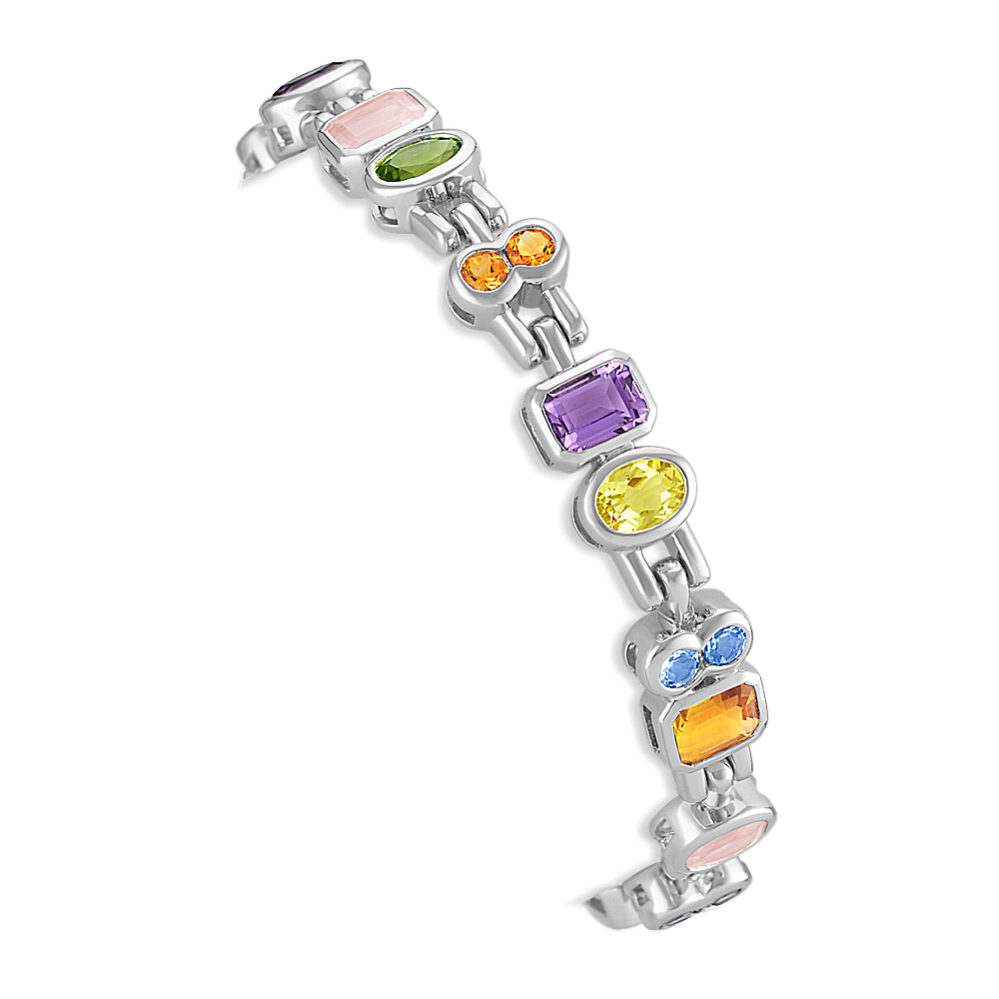 Multicolor gemstone bracelet in sterling silver cheap