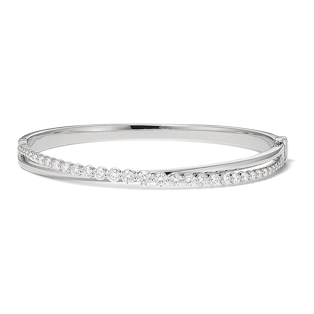 4 Carat Fine Diamond Bangle Hinged Bracelet 14k White Gold