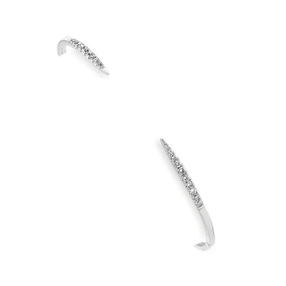 Open Pave-Set Diamond Bangle Bracelet in 14k White Gold (7'')