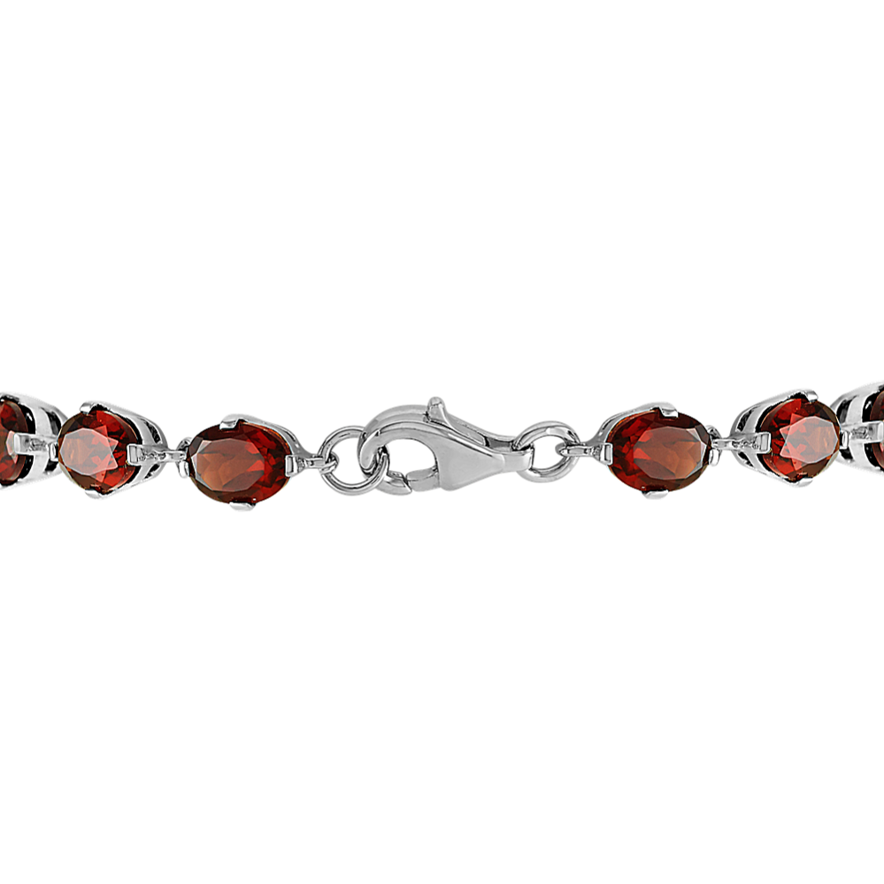 Oval Garnet Bracelet in Sterling Silver (7.5 in)