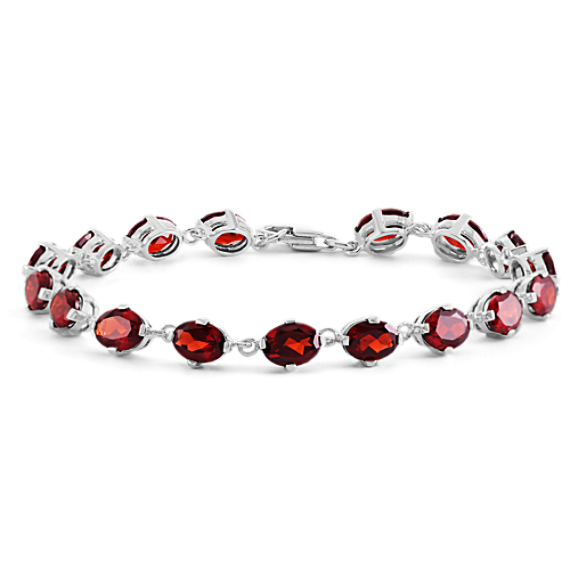 Oval Garnet Bracelet in Sterling Silver