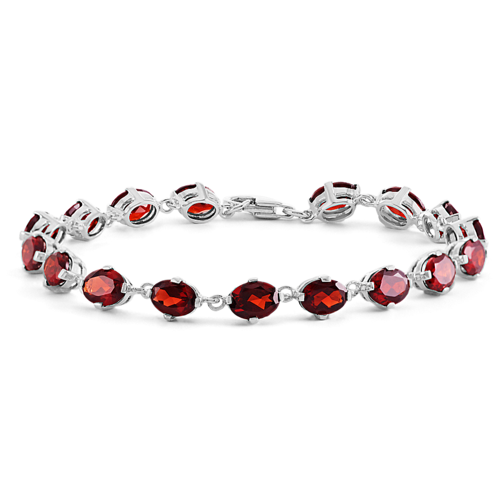 Oval Garnet Bracelet in Sterling Silver