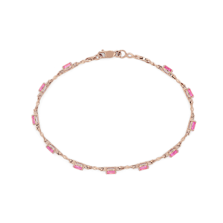 Oval Pink Natural Sapphire Bracelet in 14K Rose Gold (7.5 in)