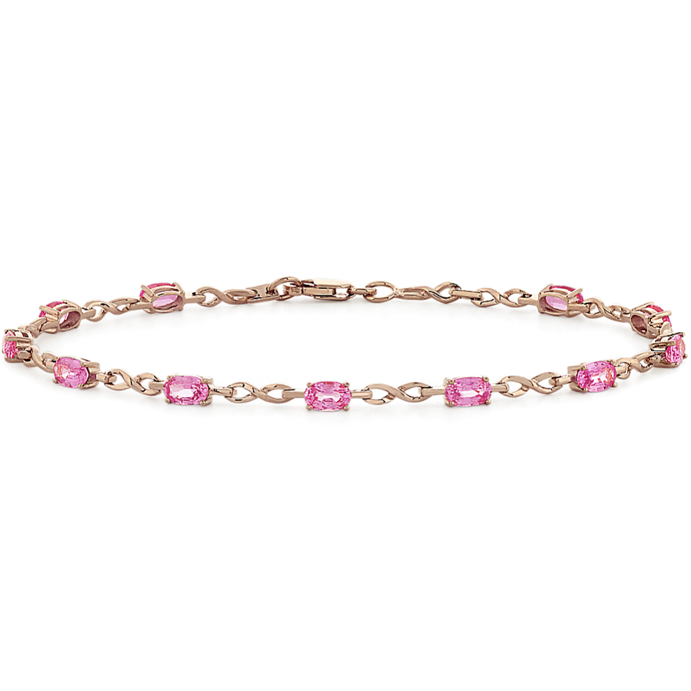 Oval Pink Sapphire Bracelet in 14K Rose Gold (7.5 in)