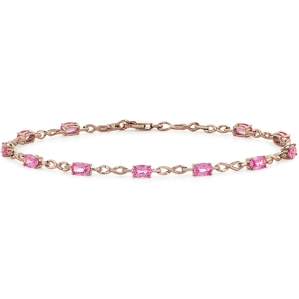 Oval Pink Sapphire Infinity Bracelet