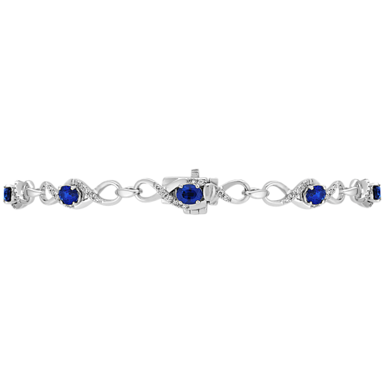 Oval Natural Sapphire and Natural Diamond Bracelet (7 in)