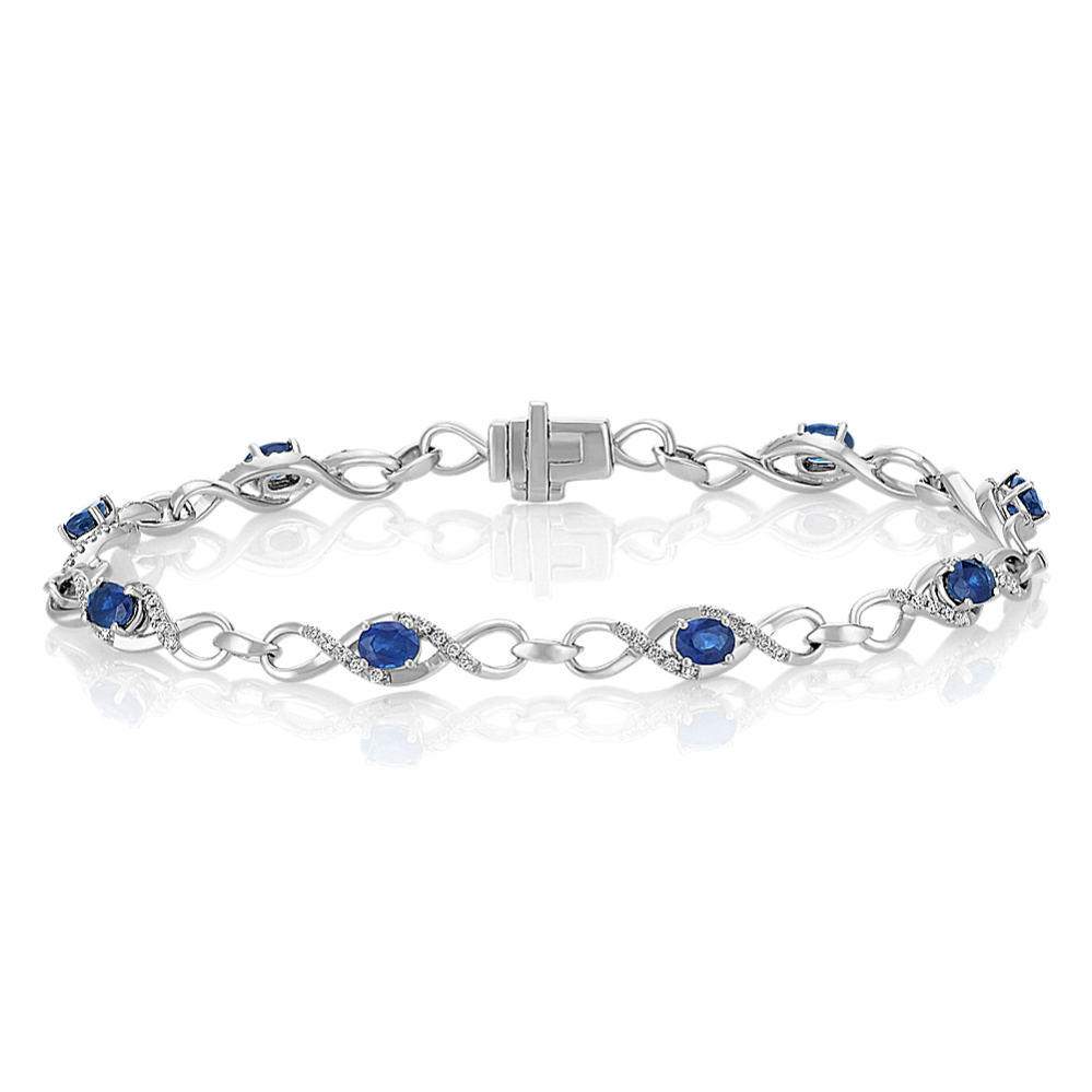 Oval Sapphire and Diamond Bracelet (7'')