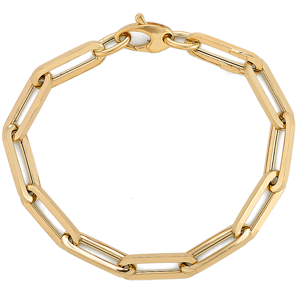 Paper Clip Bracelet in 14K Yellow Gold (7.5 in) Shane Co.