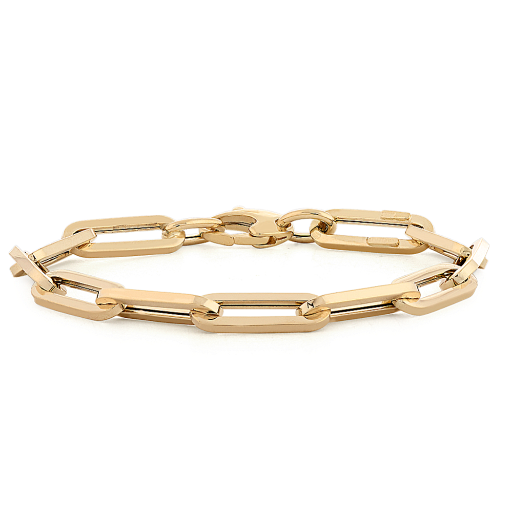 7.5'' 14K Gold Paperclip Chain Bracelet (6.2mm)