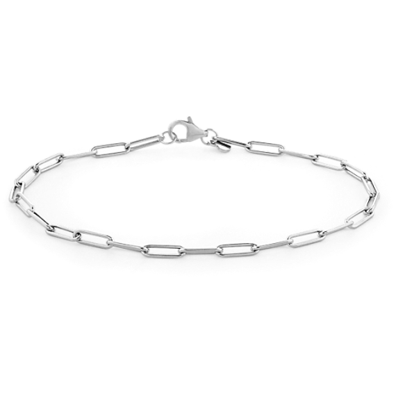 Cali 14K White Gold Paperclip Chain Bracelet