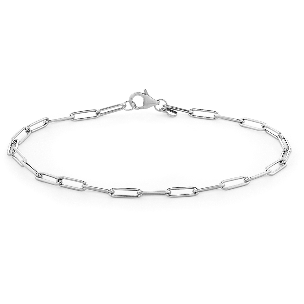 Cali 14K White Gold Paperclip Chain Bracelet