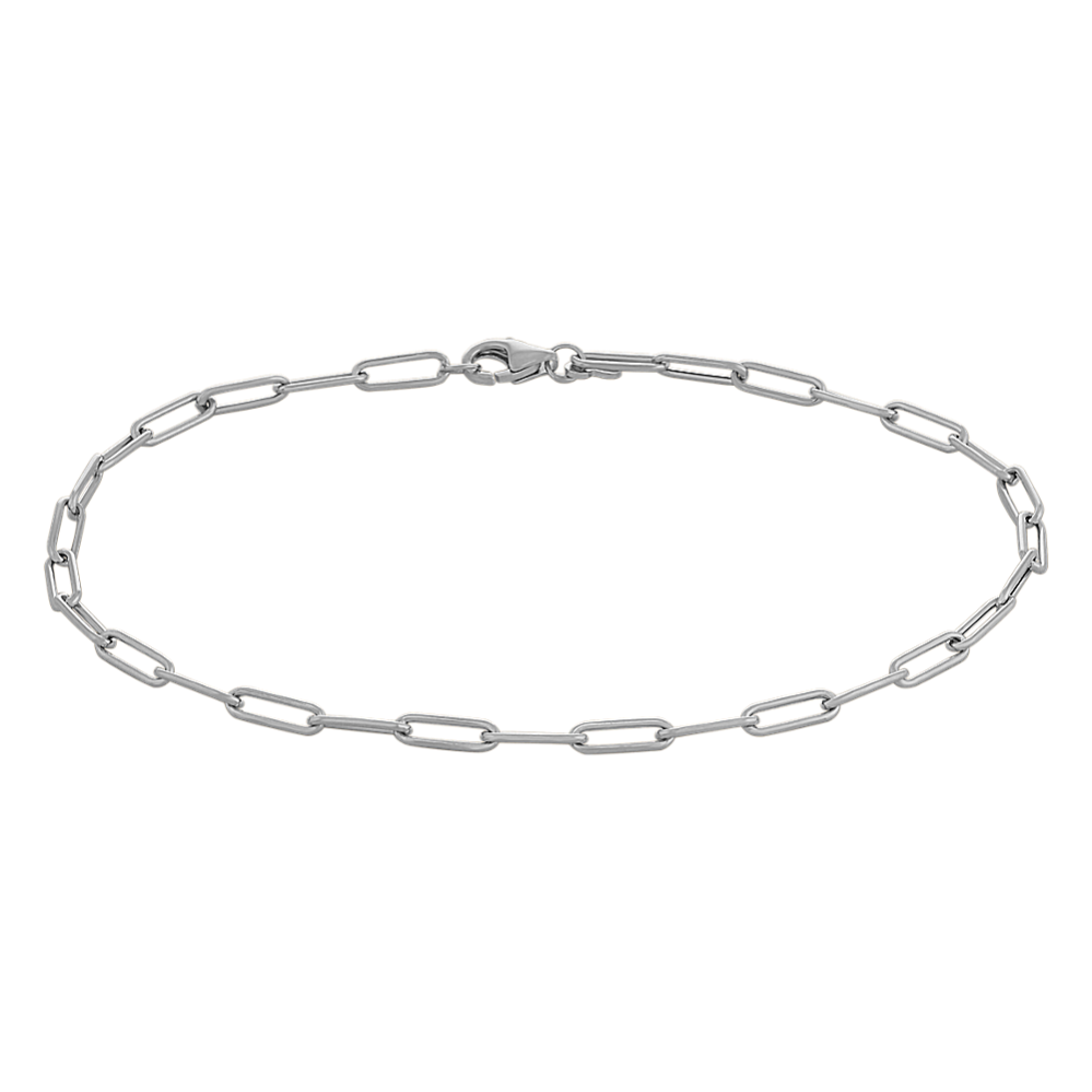 Cali 14K White Gold Paperclip Chain Anklet