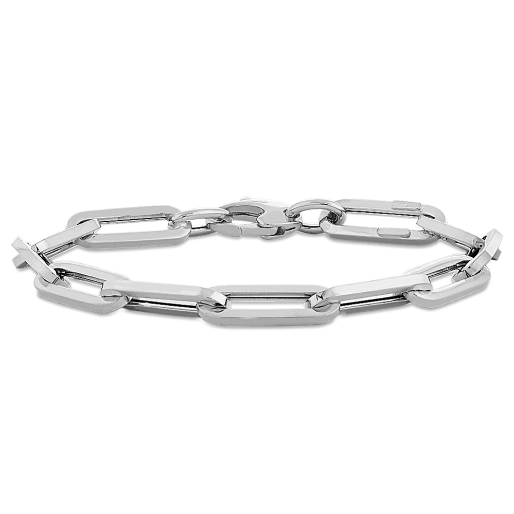 Paperclip Chain Bracelet in 14K White Gold (7.5 in)