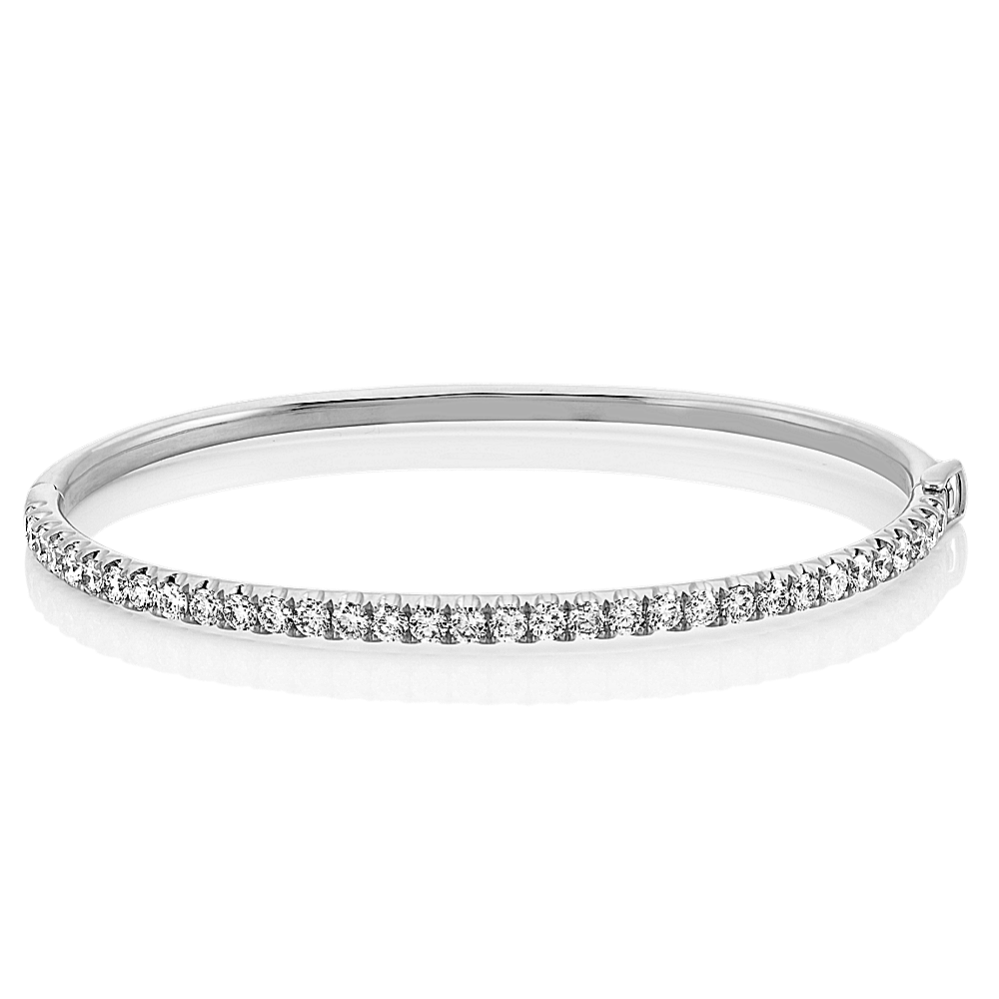 2 ct. Pave 14K White Gold Bangle Bracelet (7 in)