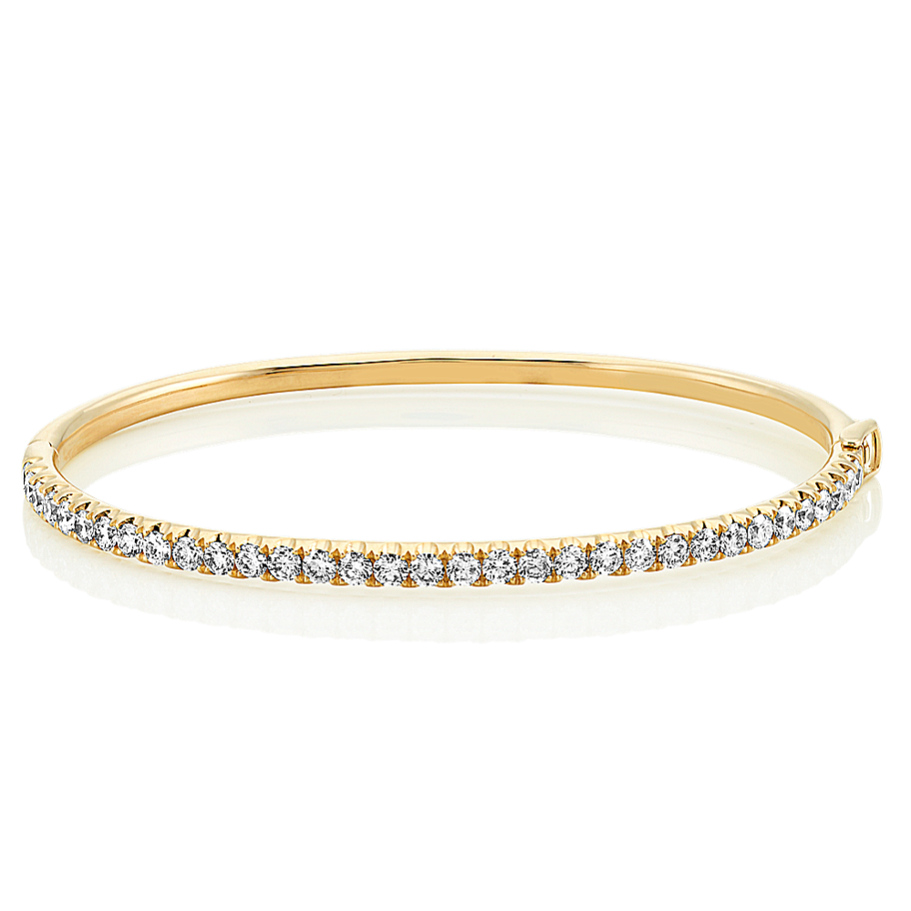 2 ct. Pave 14K Yellow Gold Bangle Bracelet (7'')