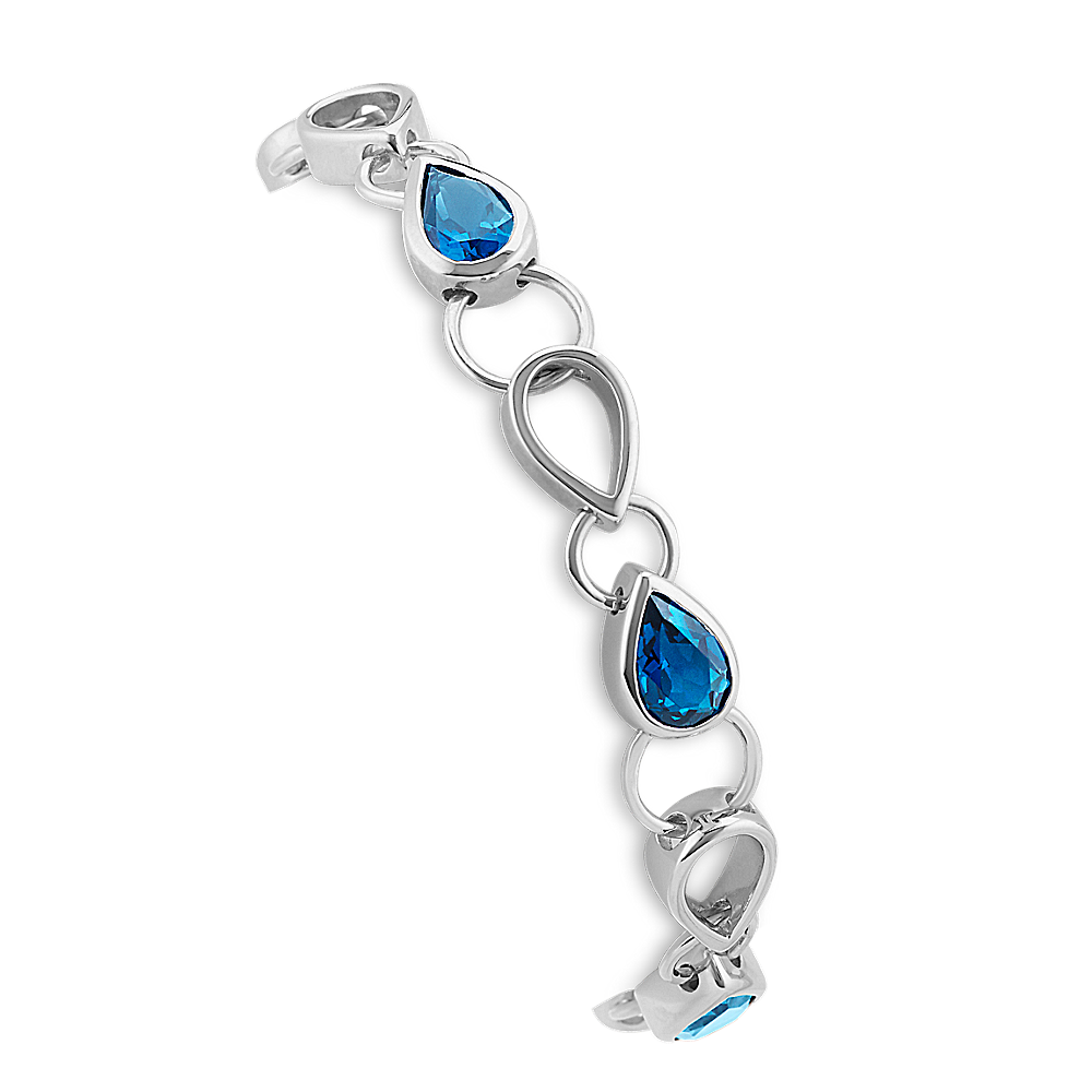 Pear-Shaped Natural London Blue Topaz Bracelet (7.5 in)