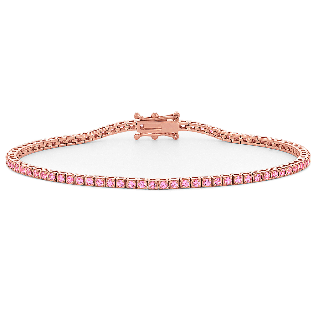 Emmeline Pink Natural Sapphire Tennis Bracelet (7 in)