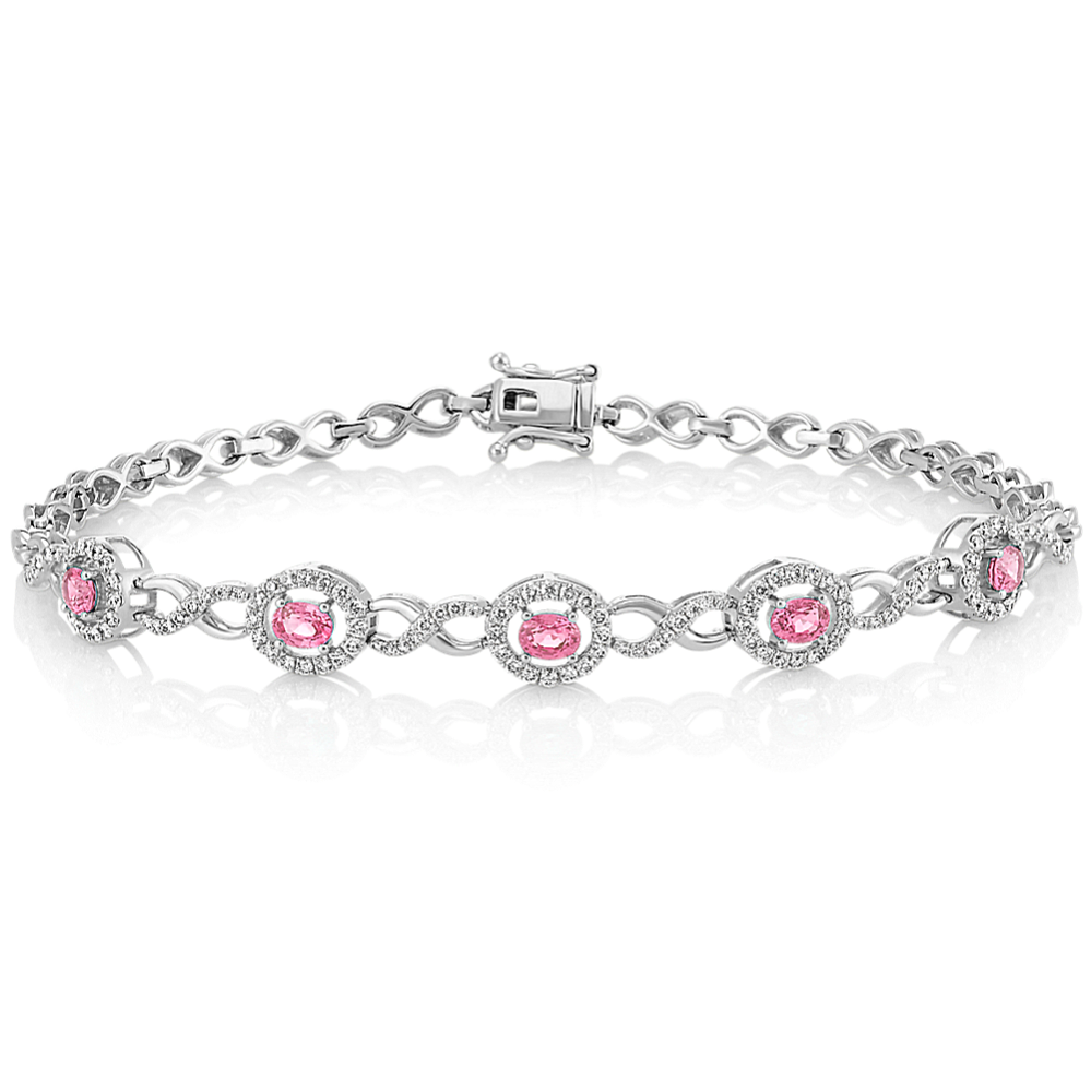 Pink Sapphire and Diamond Bracelet (7.5 in)