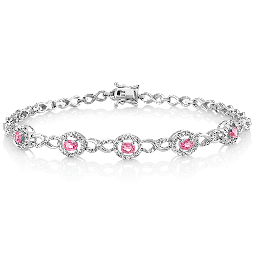 Pink Sapphire and Diamond Bracelet (7.5'')