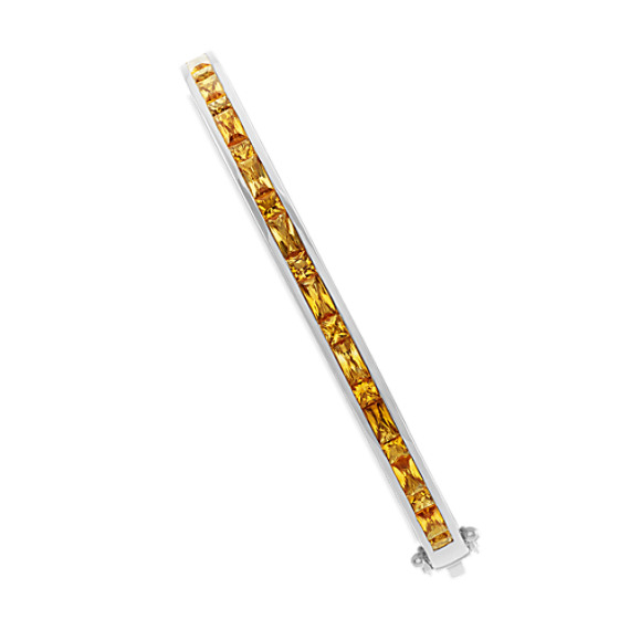 Princess and Baguette Citrine Bangle Bracelet (7 in)