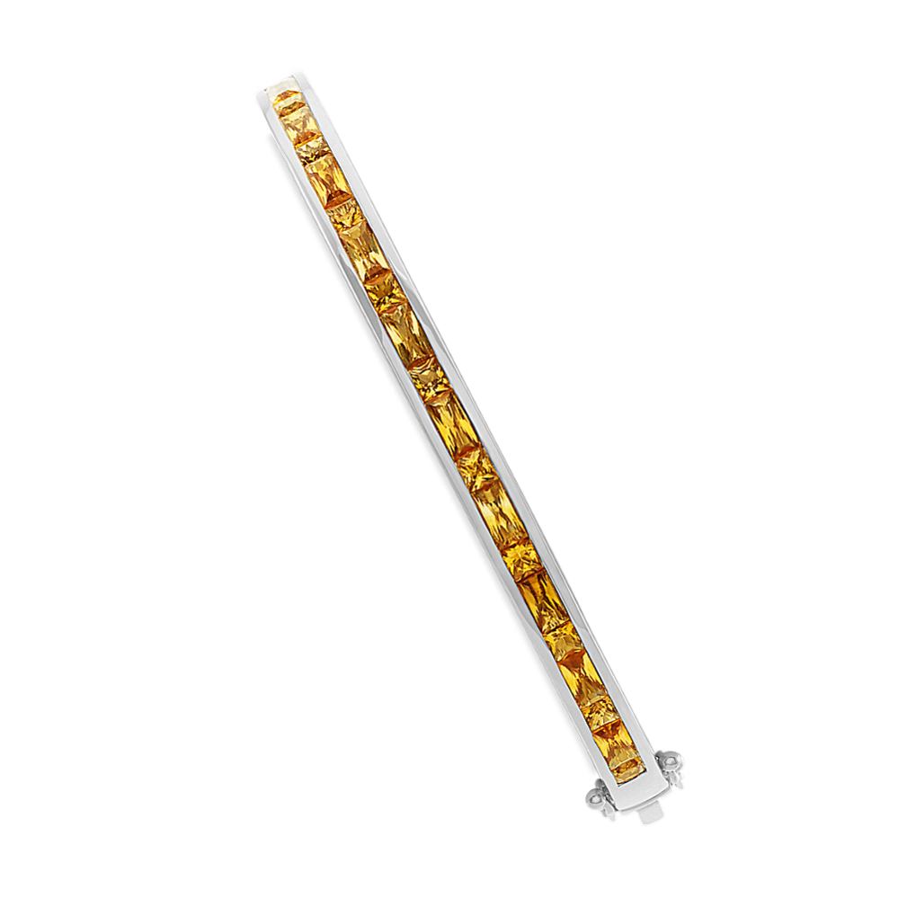 Princess and Baguette Citrine Bangle Bracelet (7'')