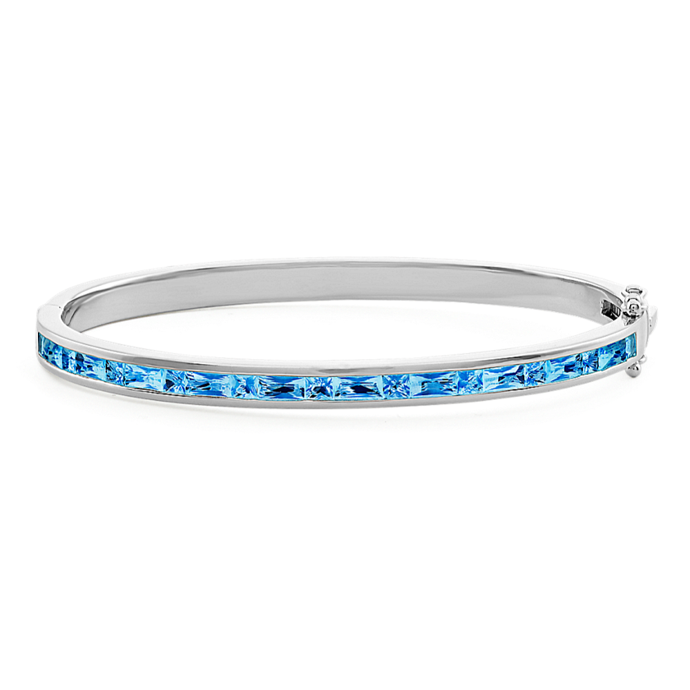 Swiss Blue Topaz Bangle Bracelet (6.5'')