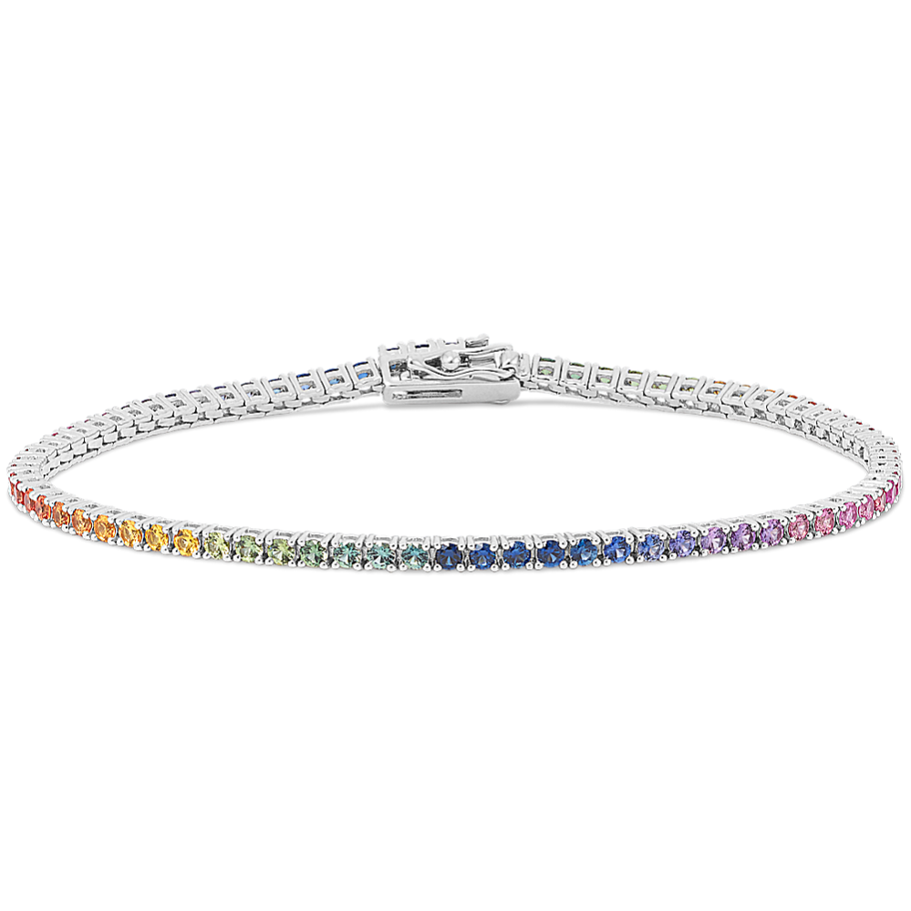 2 1/2 tcw Rainbow Sapphire Tennis Bracelet