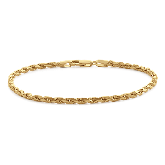 7.5'' 14K Yellow Gold Rope Chain Bracelet (3mm)