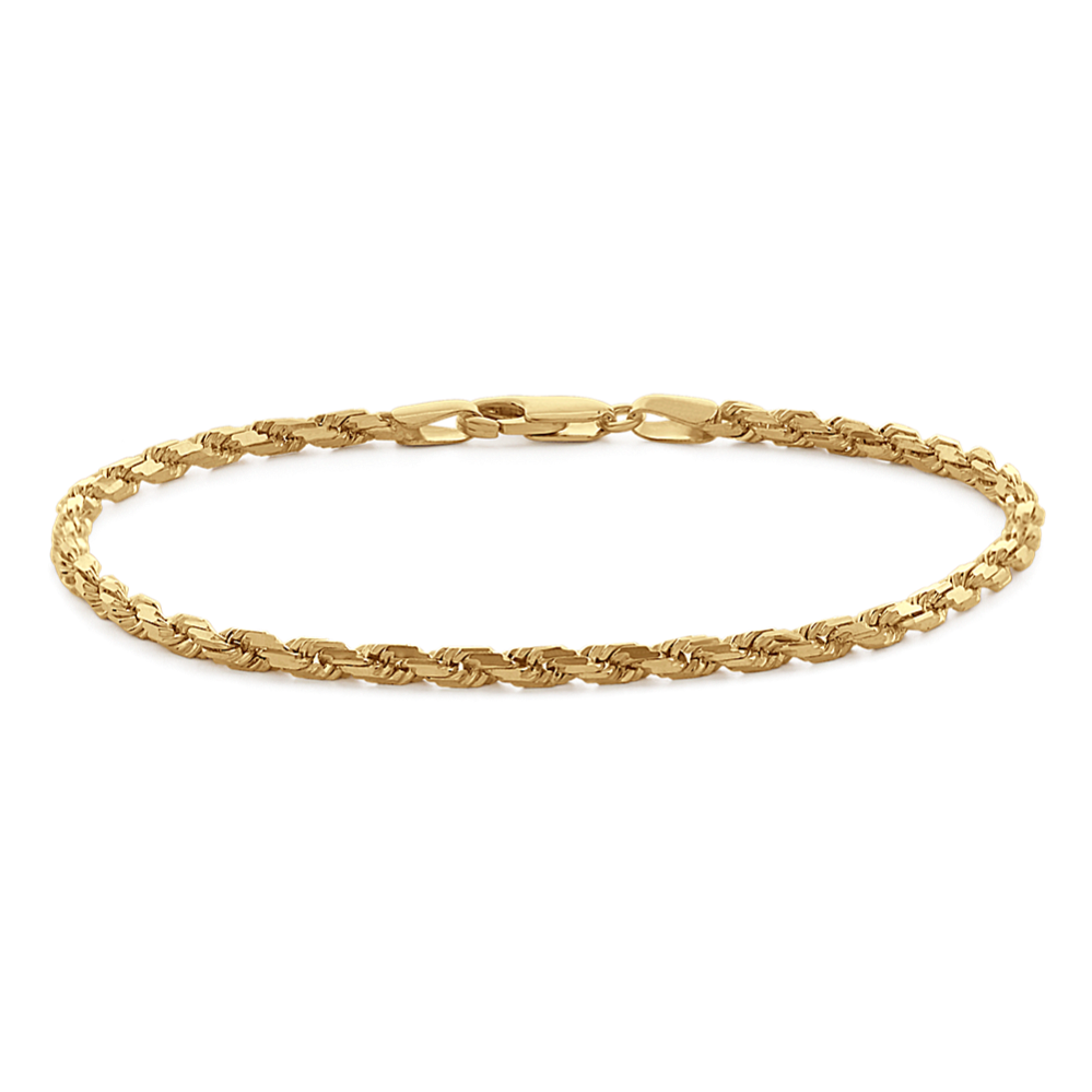 7.5'' 14K Yellow Gold Rope Chain Bracelet (3mm)
