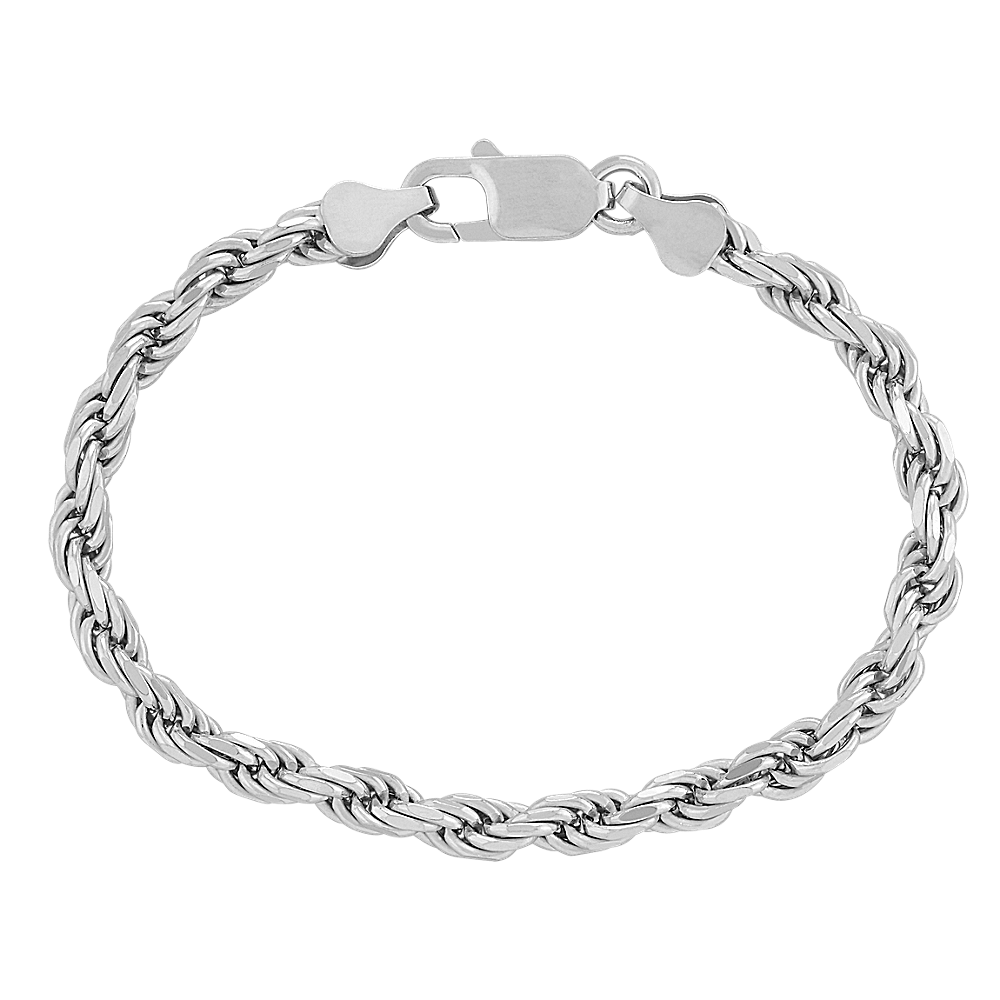 Rope Chain Bracelet in Sterling Silver (7 in) | Shane Co.