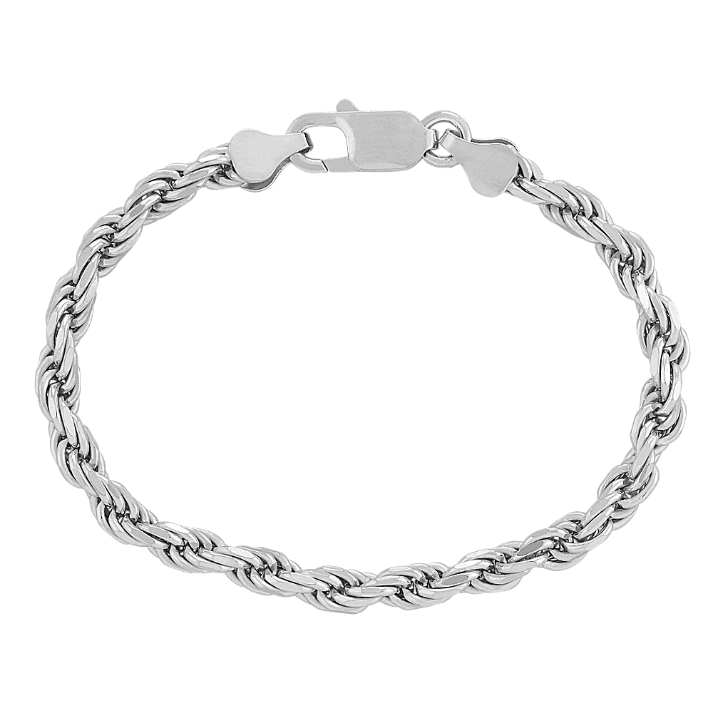 Rope Chain Bracelet in Sterling Silver (7 in) Shane Co.