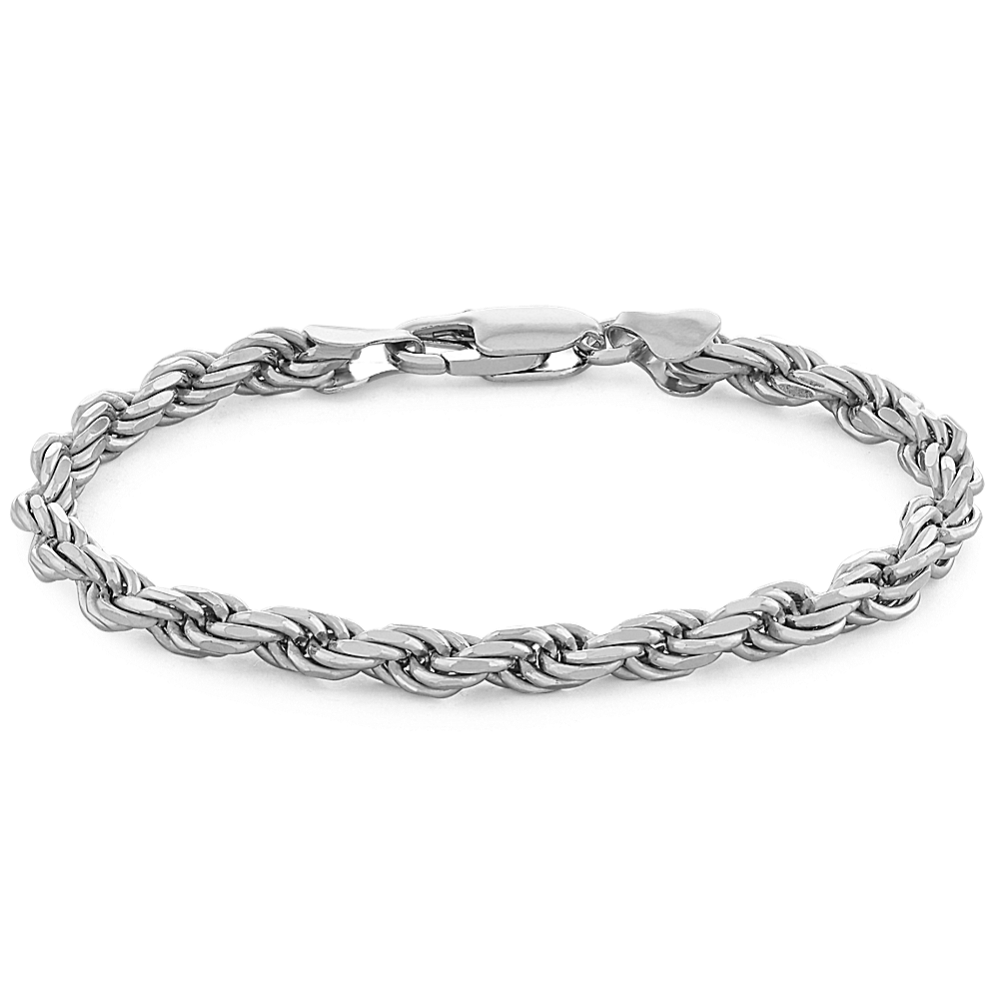 7in Sterling Silver Rope Bracelet (4.3mm) Shane Co.