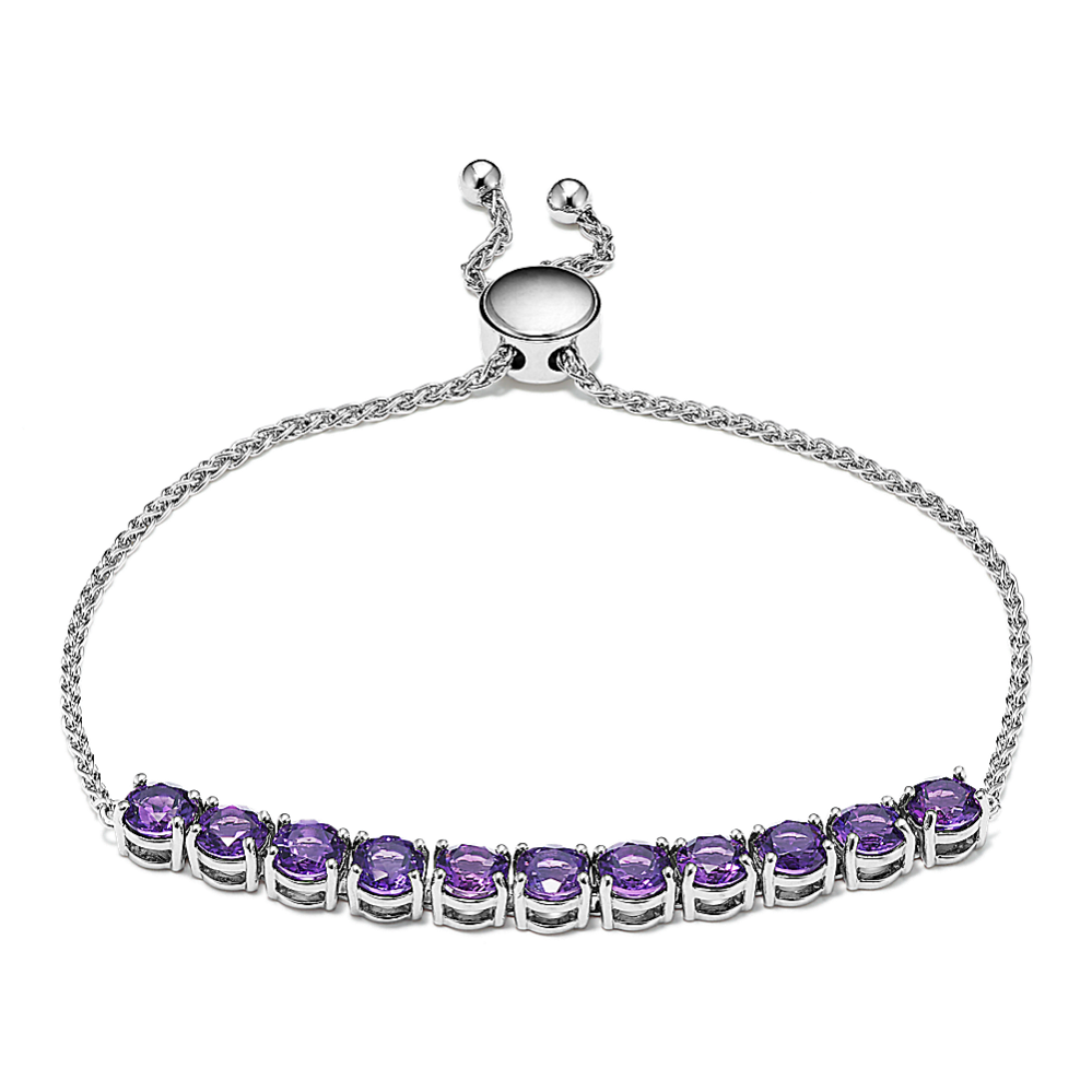 Amethyst Bolo Bracelet in Sterling Silver