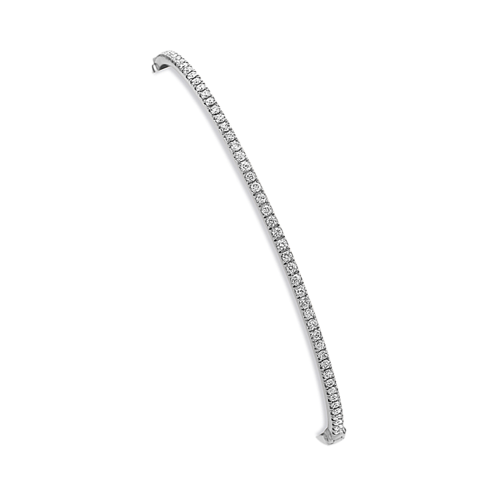 Round Diamond Bangle Bracelet in White Gold (7'')