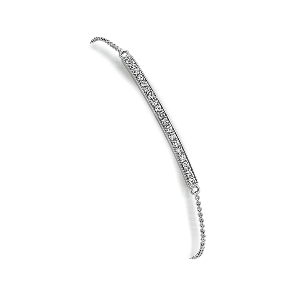Round Diamond Bar Bracelet in 14k White Gold (7'')