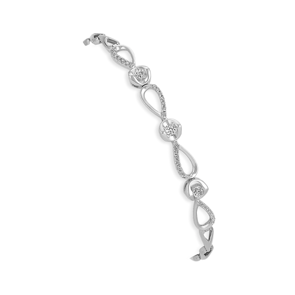 Round Diamond Bracelet in 14k White Gold (7 in)