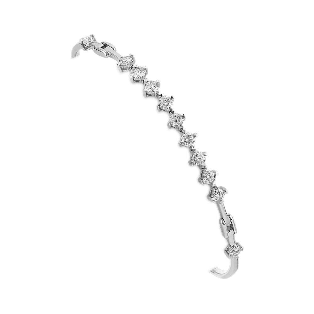 Round Diamond Bracelet with Heart-Shaped Prongs (7.25'')