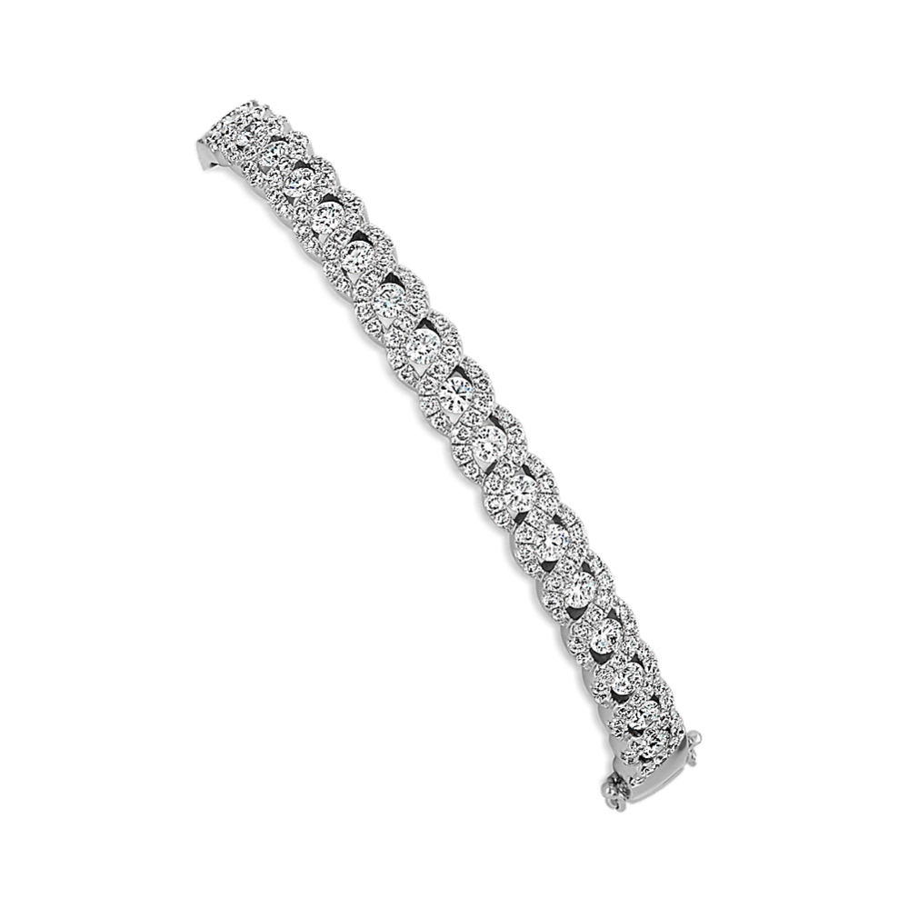 Round Diamond Swirl Bangle Bracelet (7'')