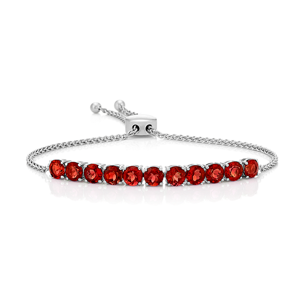 Garnet Bolo Bracelet in Sterling Silver