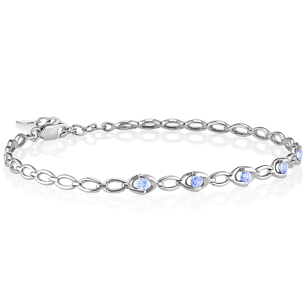 Round Ice Blue Sapphire Link Bracelet (7.5 in)